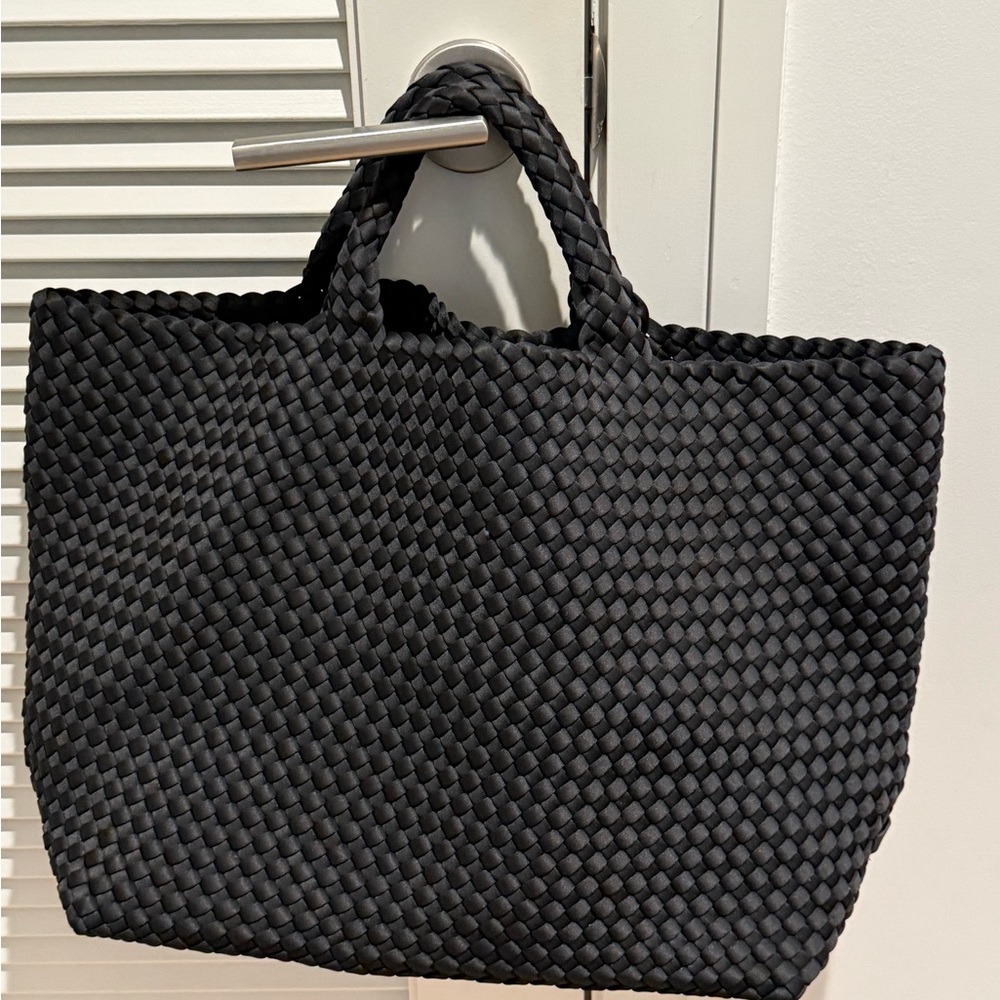 Naghedi Black Woven Tote Bag